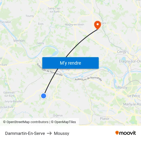Dammartin-En-Serve to Moussy map