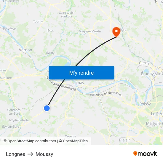 Longnes to Moussy map