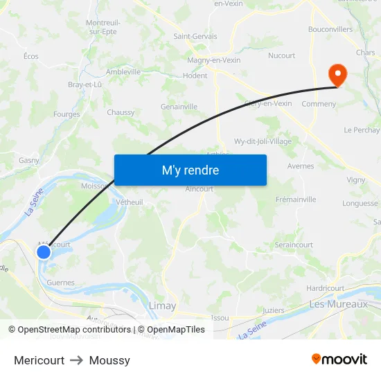 Mericourt to Moussy map