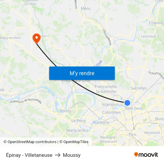 Épinay - Villetaneuse to Moussy map