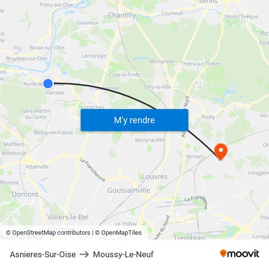 Asnieres-Sur-Oise to Moussy-Le-Neuf map