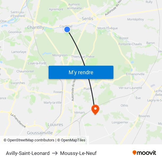 Avilly-Saint-Leonard to Moussy-Le-Neuf map