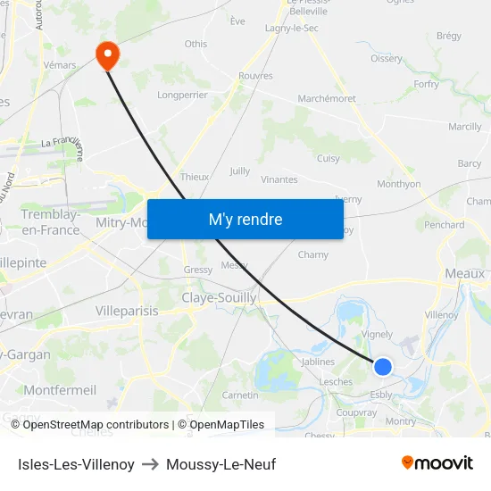 Isles-Les-Villenoy to Moussy-Le-Neuf map