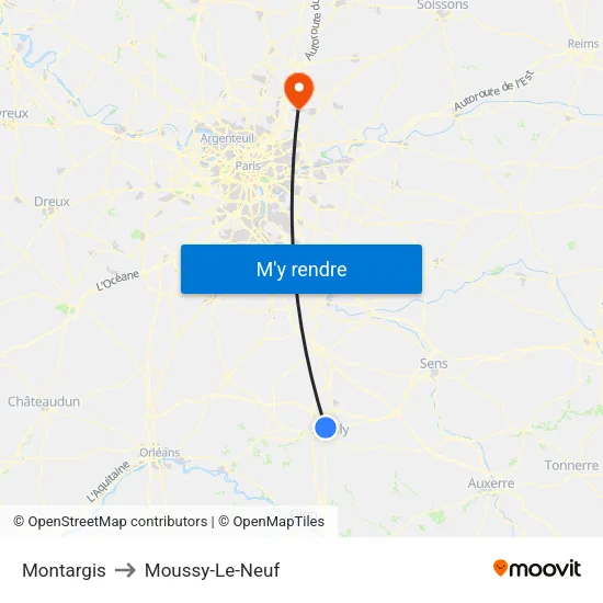 Montargis to Moussy-Le-Neuf map