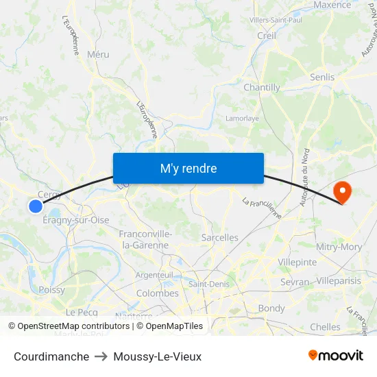 Courdimanche to Moussy-Le-Vieux map