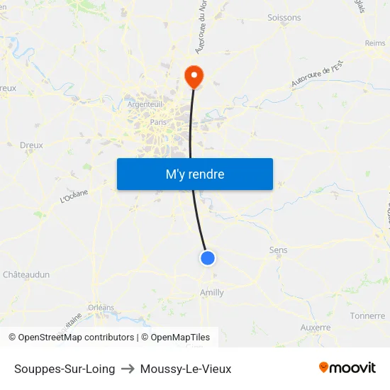 Souppes-Sur-Loing to Moussy-Le-Vieux map