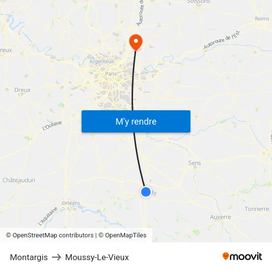 Montargis to Moussy-Le-Vieux map