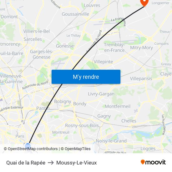 Quai de la Rapée to Moussy-Le-Vieux map