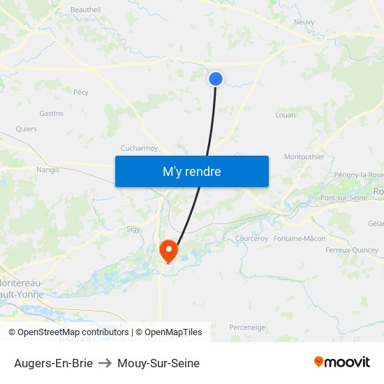 Augers-En-Brie to Mouy-Sur-Seine map