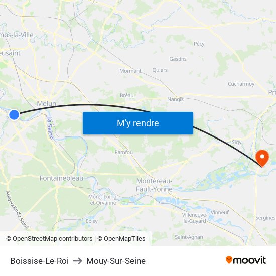 Boissise-Le-Roi to Mouy-Sur-Seine map