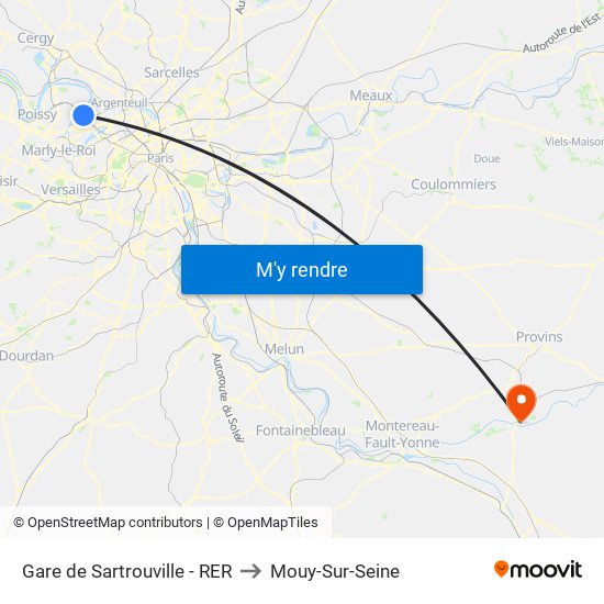 Gare de Sartrouville - RER to Mouy-Sur-Seine map