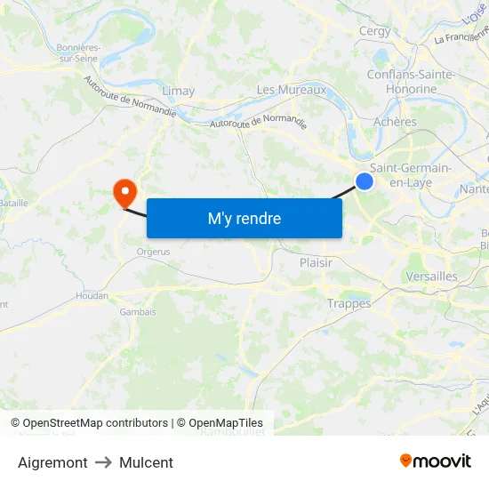 Aigremont to Mulcent map
