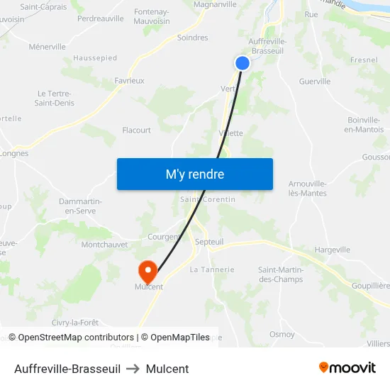 Auffreville-Brasseuil to Mulcent map