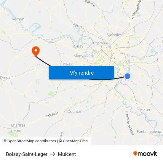 Boissy-Saint-Leger to Mulcent map