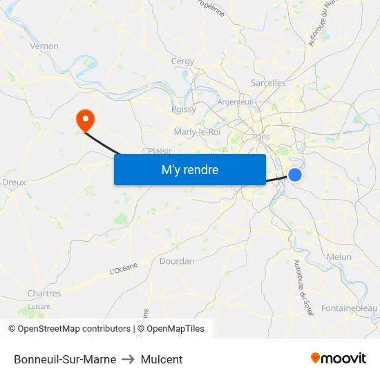 Bonneuil-Sur-Marne to Mulcent map