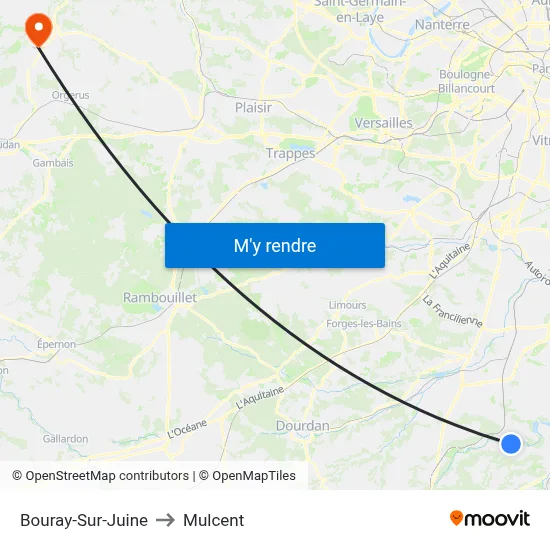 Bouray-Sur-Juine to Mulcent map
