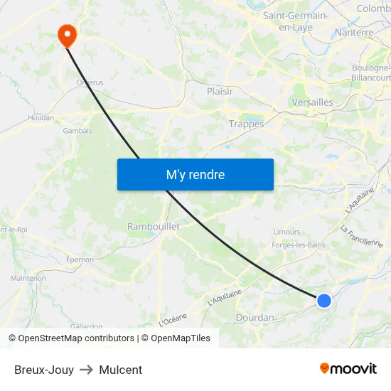 Breux-Jouy to Mulcent map