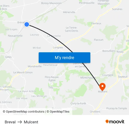 Breval to Mulcent map
