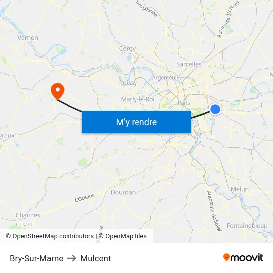 Bry-Sur-Marne to Mulcent map