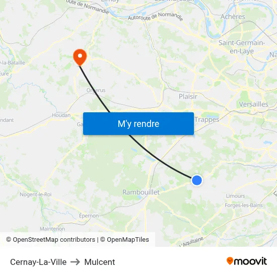 Cernay-La-Ville to Mulcent map