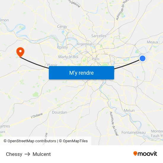 Chessy to Mulcent map