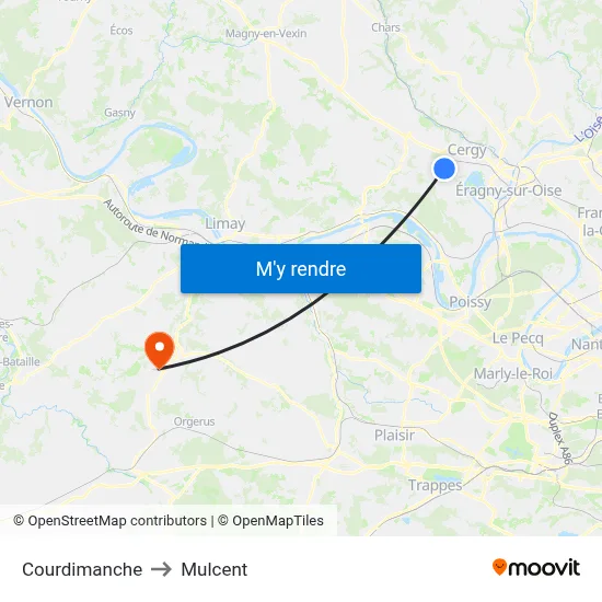 Courdimanche to Mulcent map