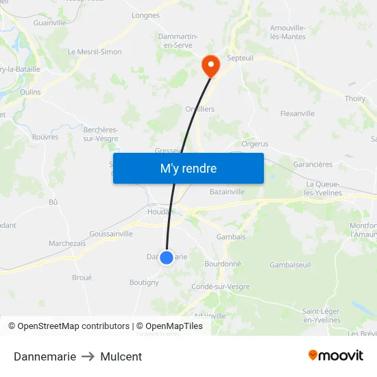 Dannemarie to Mulcent map