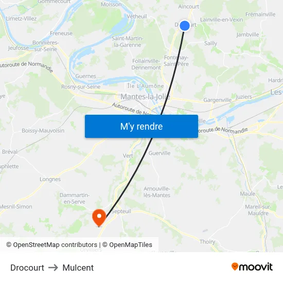 Drocourt to Mulcent map