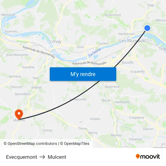Evecquemont to Mulcent map