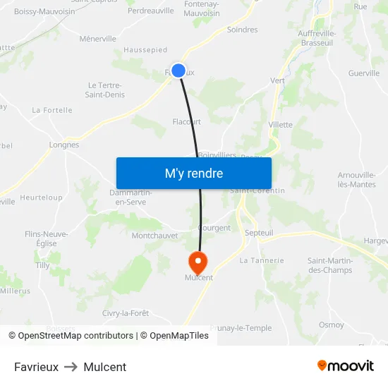 Favrieux to Mulcent map