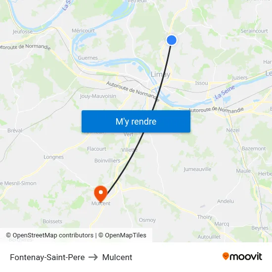 Fontenay-Saint-Pere to Mulcent map