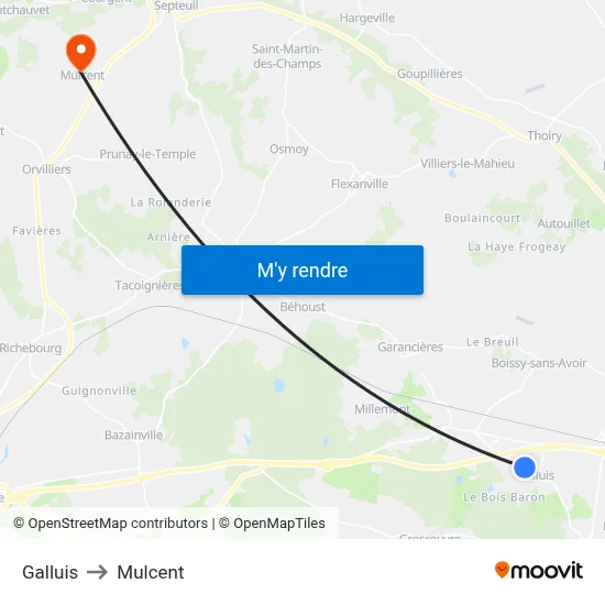 Galluis to Mulcent map