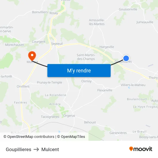 Goupillieres to Mulcent map