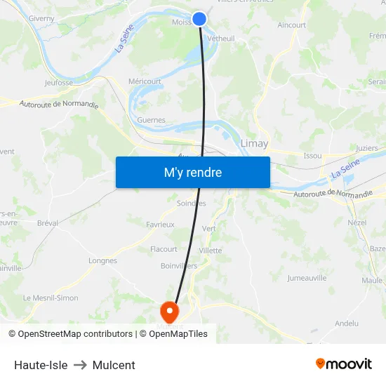 Haute-Isle to Mulcent map