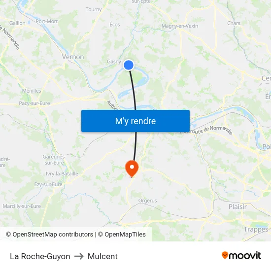 La Roche-Guyon to Mulcent map