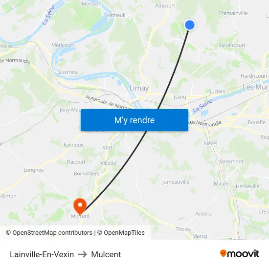 Lainville-En-Vexin to Mulcent map