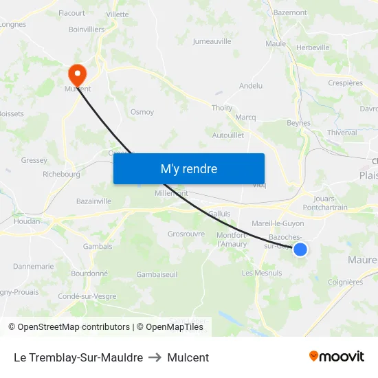 Le Tremblay-Sur-Mauldre to Mulcent map