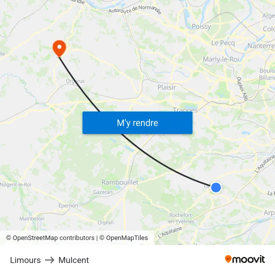 Limours to Mulcent map