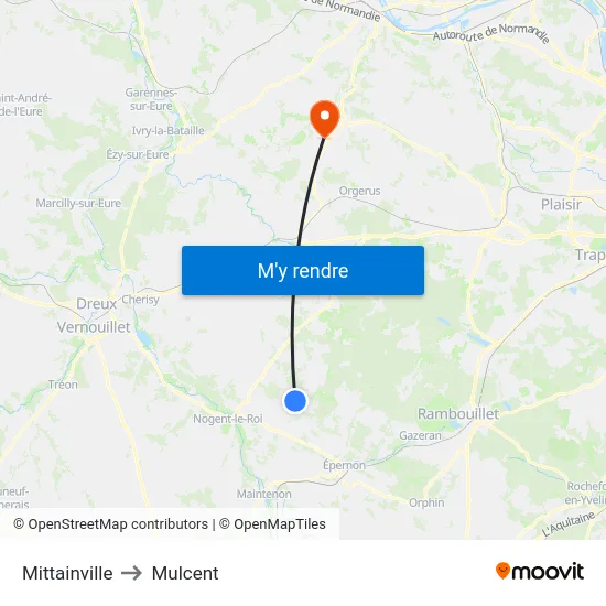 Mittainville to Mulcent map