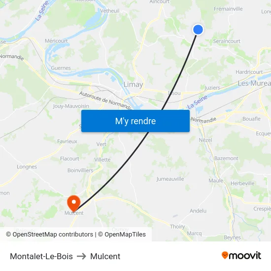Montalet-Le-Bois to Mulcent map