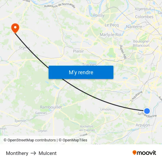 Montlhery to Mulcent map