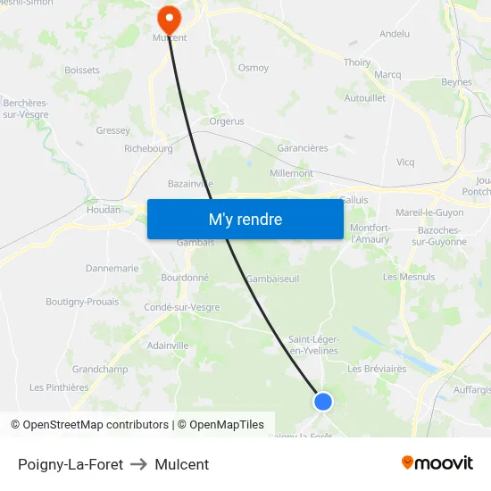 Poigny-La-Foret to Mulcent map