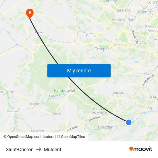 Saint-Cheron to Mulcent map