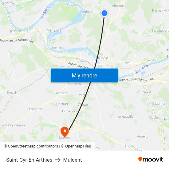Saint-Cyr-En-Arthies to Mulcent map