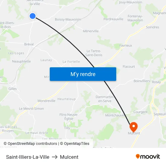 Saint-Illiers-La-Ville to Mulcent map