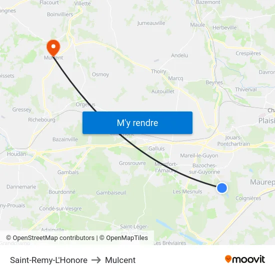 Saint-Remy-L'Honore to Mulcent map