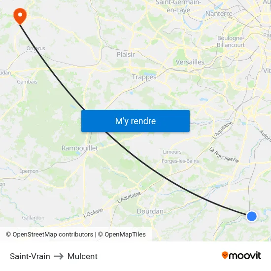 Saint-Vrain to Mulcent map