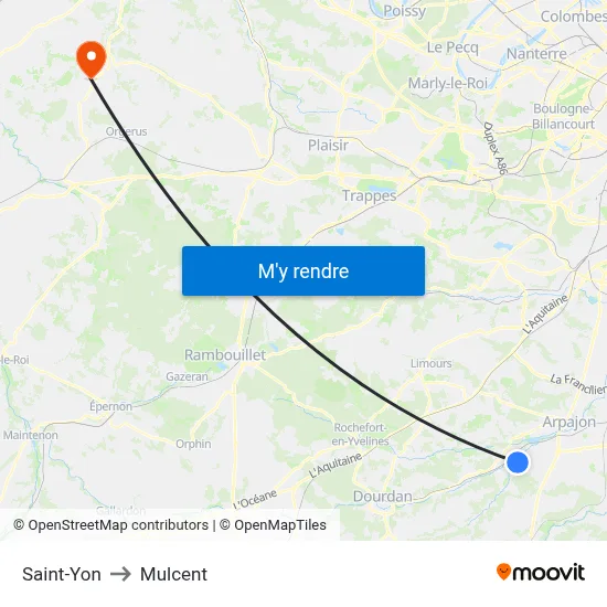 Saint-Yon to Mulcent map