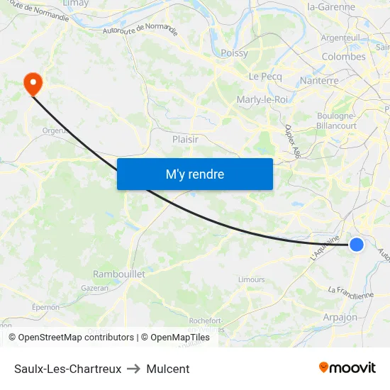 Saulx-Les-Chartreux to Mulcent map