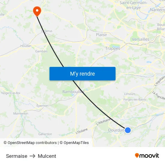 Sermaise to Mulcent map